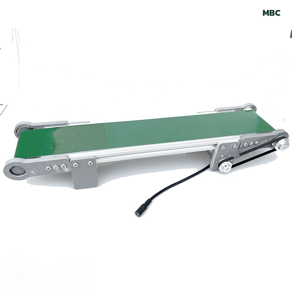 สายพานลำเลียงจิ๋ว ตั้งโต๊ะ มอเตอร์ DC 12V ปรับความเร็วได้ สายพาน PVC โครงอะลูมิเนียม (เลือกขนาดได้ 5 แบบ) - Image 2
