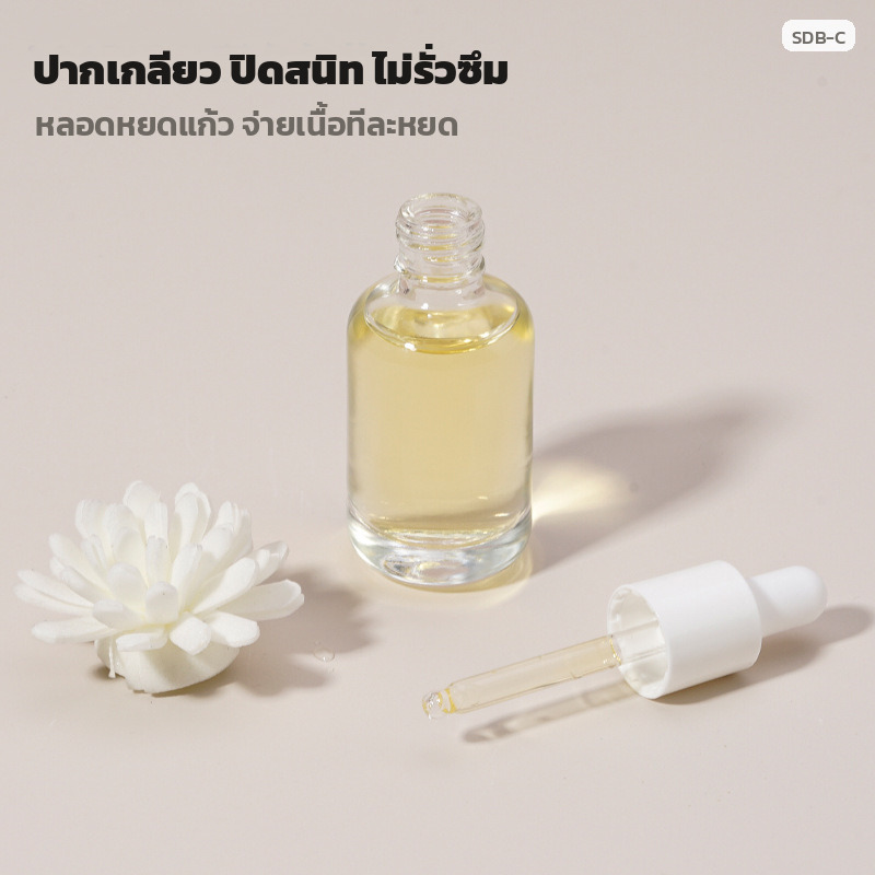 ขวดแก้วใส่เซรั่ม หลอดหยด 10/15/30 มล. แบบใส-แบบขุ่นด้าน พร้อมฝาหลอดหยด - Image 3