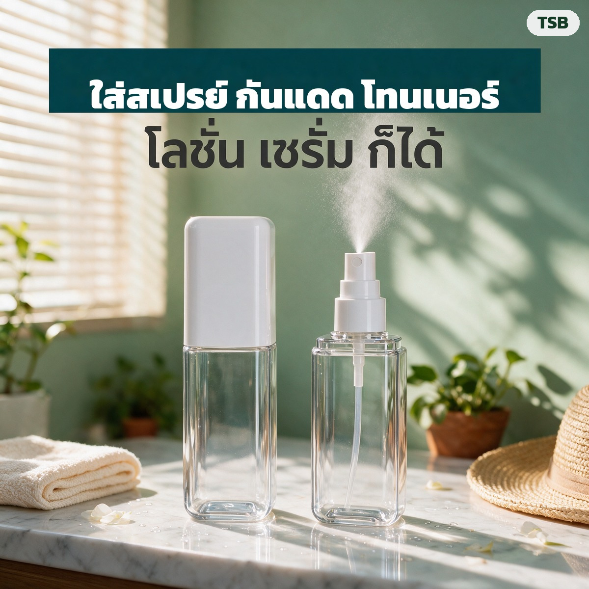 ขวดสเปรย์ / ขวดปั๊มโลชั่น ทรงเหลี่ยม ผนังหนา PET 80/100/120 มล. ใส-ขาว ฝาขาว-ชมพู - Image 9